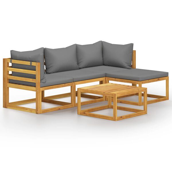 vidaXL Set Salotto da Giardino 5 pz con Cuscini Legno Massello Acacia