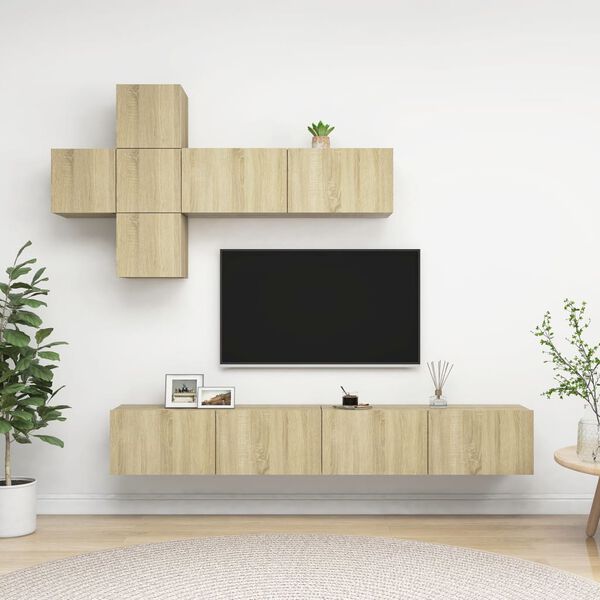 vidaXL Set di Mobili Porta TV 7 pz Rovere Sonoma in Legno Multistrato