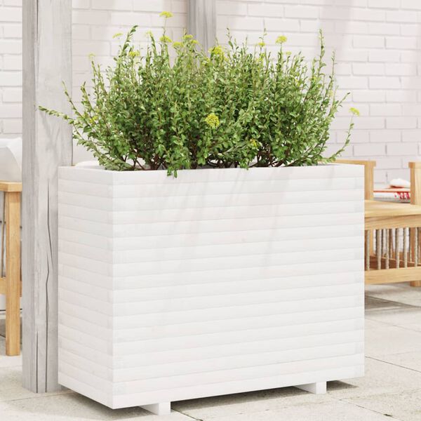 vidaXL Fioriera da Giardino Bianca 90x40x72 cm Legno Massello di Pino