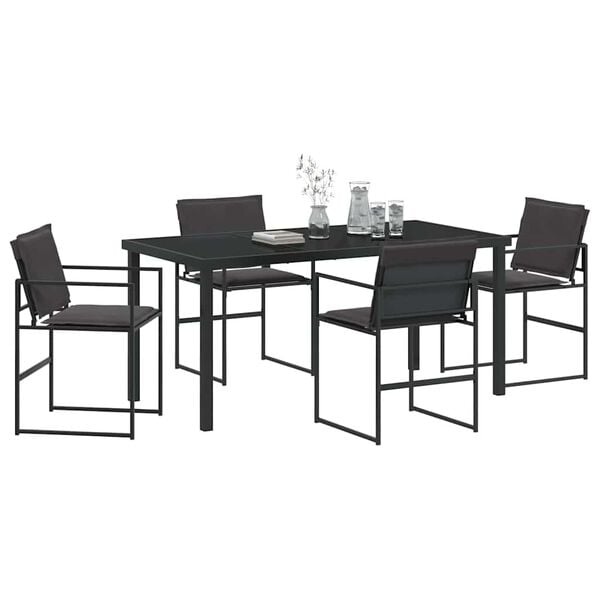 vidaXL Set da Pranzo per Giardino 5 pcs Nero Textilene e acciaio