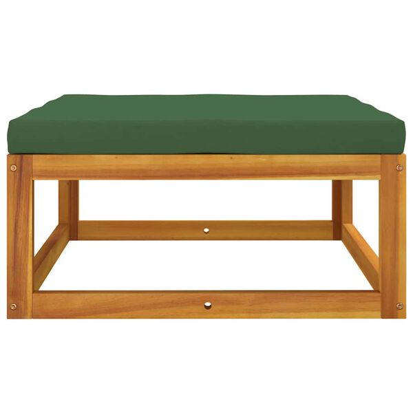 vidaXL Poggiapiedi da Giardino con Cuscino Verde Legno Massello Acacia