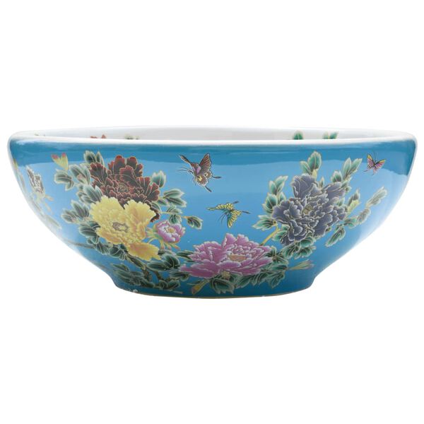 vidaXL Lavabo da Appoggio Multicolore Rotondo Φ41x14 cm Ceramica