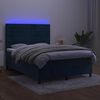 vidaXL Letto a Molle con Materasso e LED Blu Scuro 140x190 cm