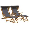 vidaXL Lettino 4 pcs 3 Posizione Legno di Eucalipto Massello Grigio
