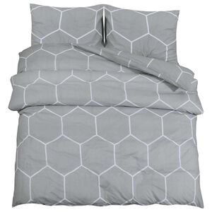 vidaXL Set Copripiumino Grigio e Bianco 200x200 cm in Cotone