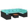 vidaXL Set Divano da Giardino 10 pz Nero polyrattan