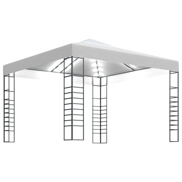 vidaXL Gazebo da Giardino con Luci a Stringa LED 3x3 m Bianco