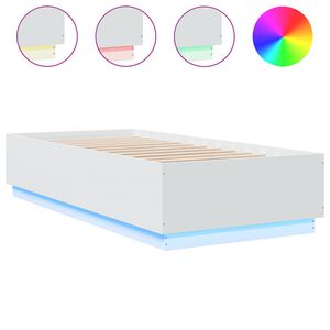 vidaXL Giroletto con Luci LED Bianco 90x200 cm in Legno Multistrato