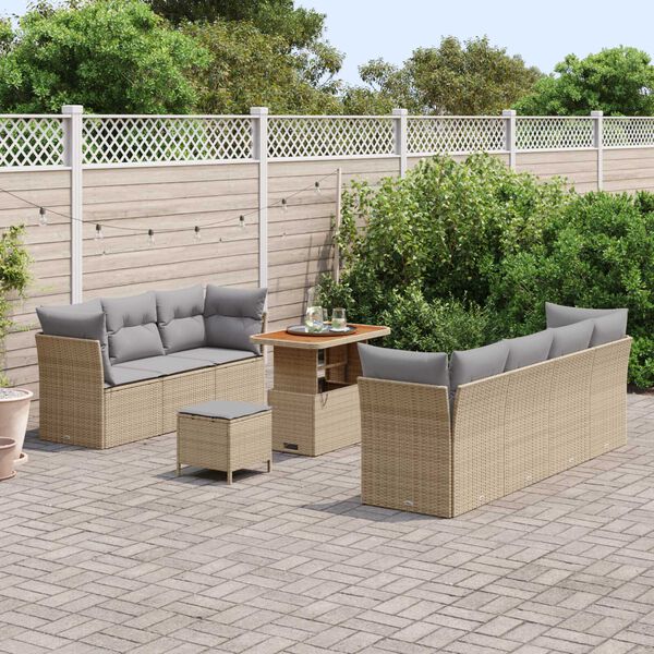 vidaXL Set Divano da Giardino 10 pcs Beige polyrattan