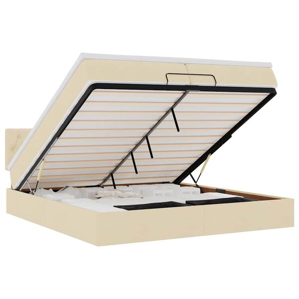 vidaXL Struttura Letto Pouf con Materassi Crema 200x200 cm in Tessuto