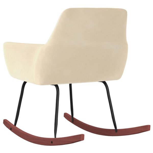 vidaXL Sedia a Dondolo Crema in Velluto