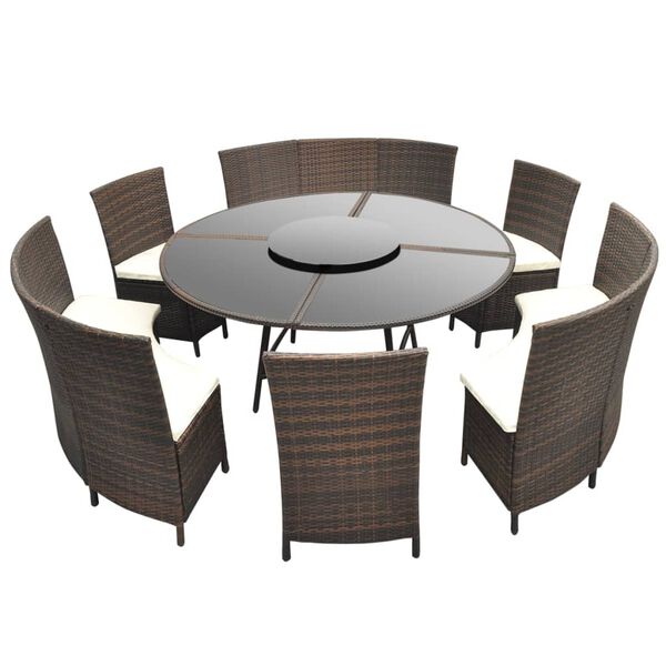 vidaXL Set da Pranzo da Giardino 7 pz con Cuscini Polyrattan Marrone