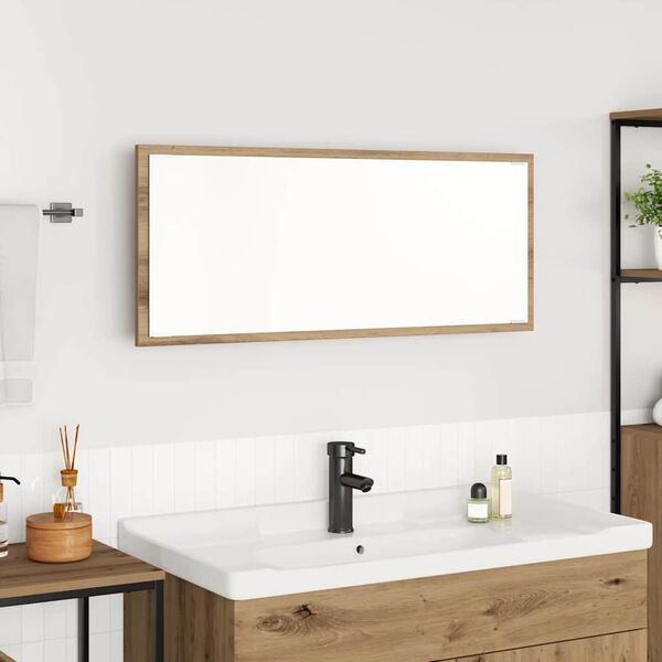 vidaXL Specchio Rovere artigianale 90 x 8,5 x 37 cm Legno multistrato