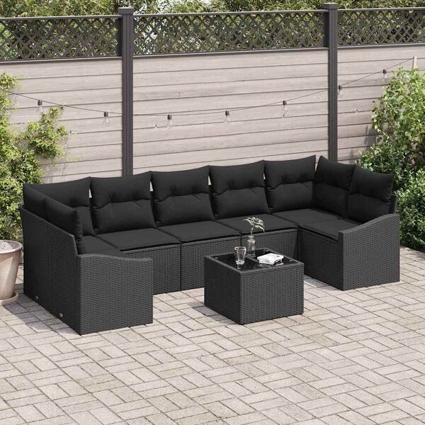 vidaXL Set di divani con cuscino Nero 55 x 55 x 37 cm polyrattan