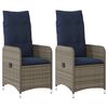 vidaXL Sedie da giardino reclinabili 2 pz con cuscini grigie in polyrattan