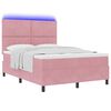 vidaXL Letto a Sorgente LED con materasso Rosa 160 x 200 cm Velluto