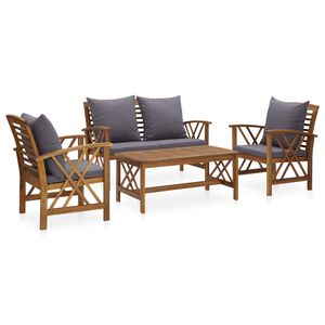 vidaXL Set Divani da Giardino 4 pz con Cuscini in Massello di Acacia