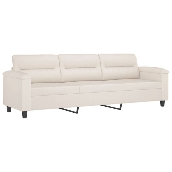 vidaXL Divano a 3 Posti con Poggiapiedi Beige 210cm Tessuto Microfibra