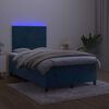 vidaXL Letto a Molle Materasso e LED Blu Scuro 120x190 cm in Velluto