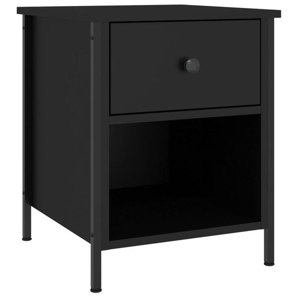 vidaXL Comodino Nero 40x42x50 cm in Legno Multistrato