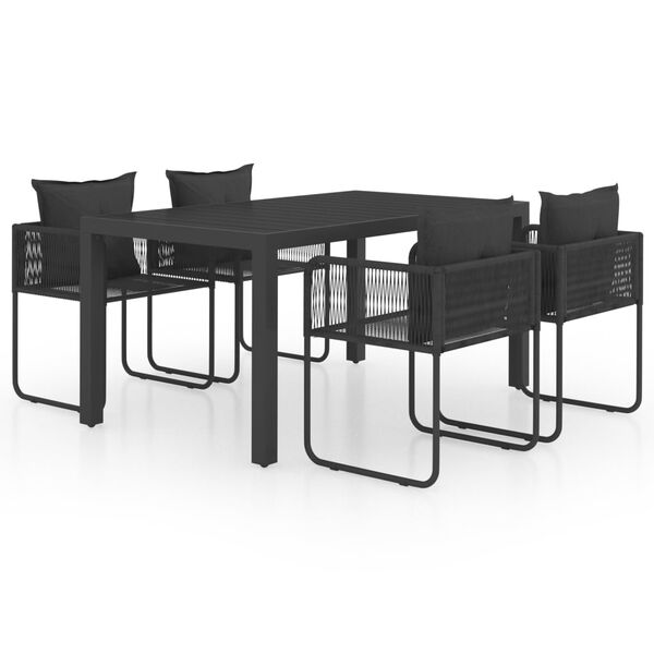 vidaXL Set da Pranzo da Giardino 5 pz in Rattan PVC Nero