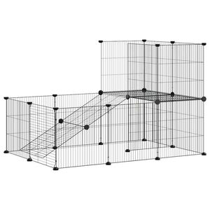 vidaXL Gabbia per Animali 20 Pannelli con Porta Nera 35x35 cm Acciaio
