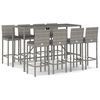 vidaXL Set Bar da Giardino 9 pz con Cuscini in Polyrattan Grigio