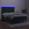 vidaXL Letto a Molle con Materasso e LED Verde Scuro 140x200cm Velluto