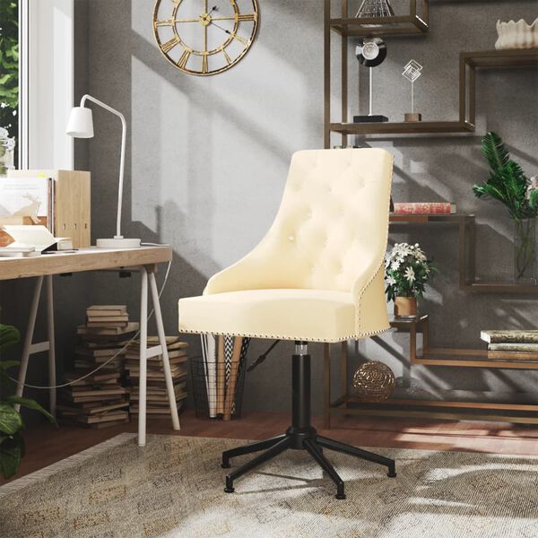vidaXL Sedia da Ufficio Girevole Crema in Velluto