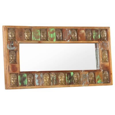 vidaXL Specchio Decorato con Buddha 110x50 cm in Massello di Recupero
