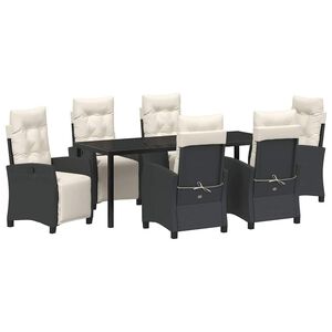 vidaXL Set da Pranzo per Giardino 7 pz Nero polyrattan