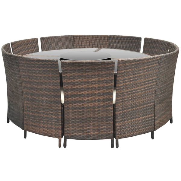 vidaXL Set da Pranzo da Giardino 7 pz con Cuscini Polyrattan Marrone