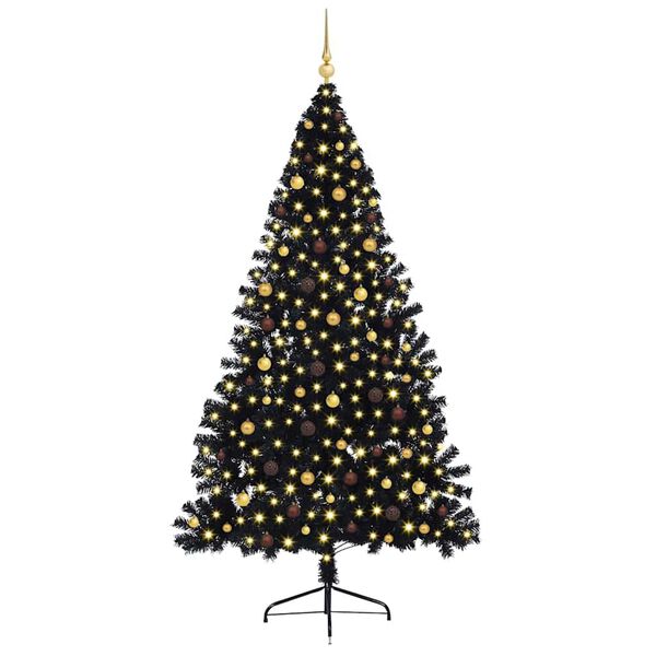 vidaXL Albero di Natale artificiale con luci integrate Nero 240 cm PVC