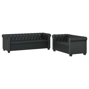 vidaXL Divani Chesterfield a 2 Posti e a 3 Posti in Similpelle Nero