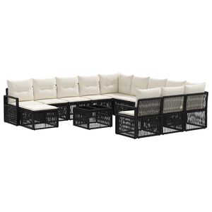 vidaXL Set Divano da Giardino 13 pcs Nero polyrattan