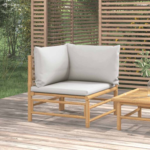 vidaXL Divano Angolare da Giardino con Cuscini Grigio Chiaro Bamb&ugrave;