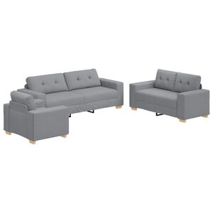 vidaXL Divano 3 pz Grigio chiaro Tessuto misto lino