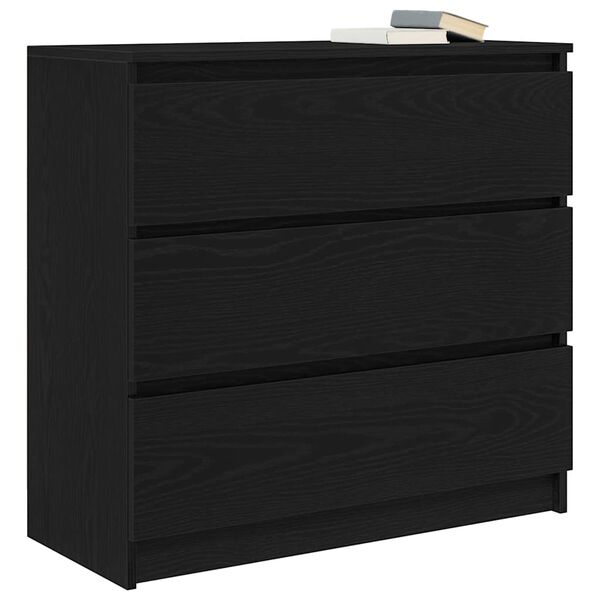 vidaXL Credenza Rovere Nero 80x35x76 cm in Legno Multistrato