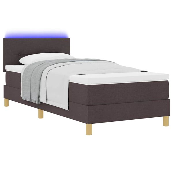 vidaXL Letto a Sorgente LED con led Marrone Scuro 90 x 190 cm Tessuto