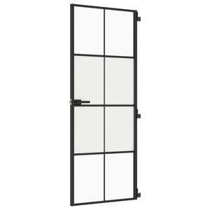 vidaXL Porta Interni Sottile Nera 76x201,5cm Vetro Temperato Alluminio