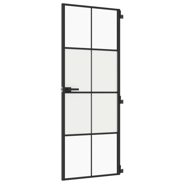 vidaXL Porta Interni Sottile Nera 76x201,5cm Vetro Temperato Alluminio