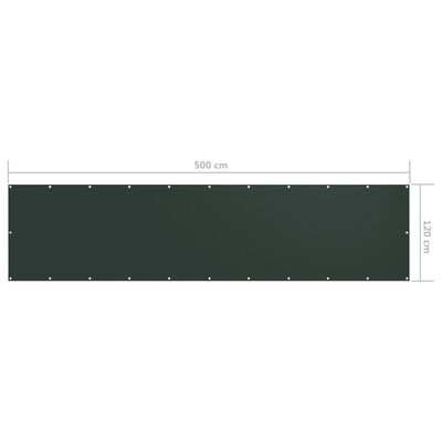 vidaXL Paravento da Balcone Verde Scuro 120x500 cm Tessuto Oxford