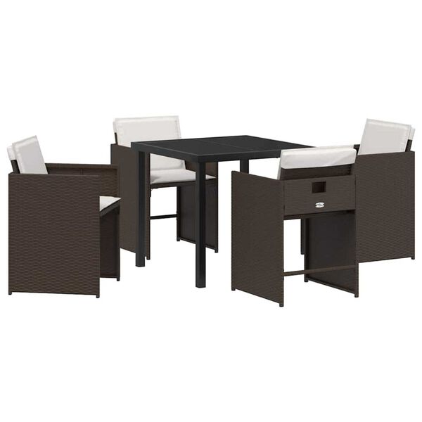 vidaXL Set da Pranzo per Giardino 5 pcs Marrone polyrattan