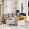 vidaXL Set Divani da Giardino 7 pz con Cuscini Beige in Polyrattan