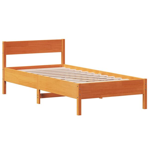 vidaXL Letto senza Materasso Marrone Cera 90x200 cm Legno di Pino