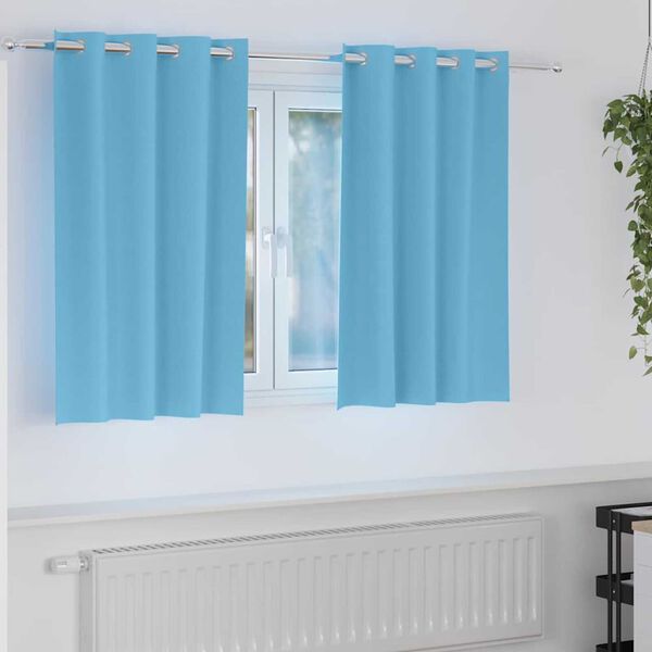 vidaXL Tende Blackout con Anelli 2 pcs Blu Chiaro 140 x 140 cm