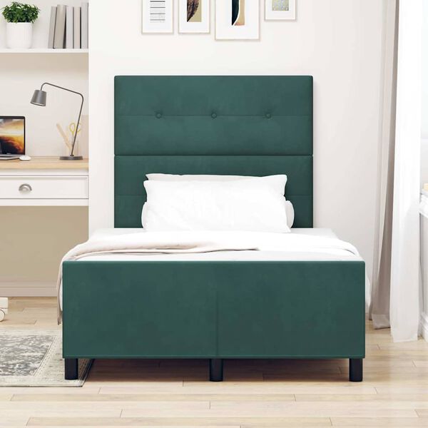 vidaXL Letto a molle con testiera Verde Scuro 120 x 190 cm Velluto