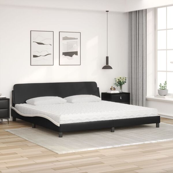 vidaXL Letto con Materasso Dover Nero e Bianco 200x200cm in Similpelle