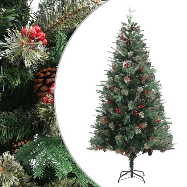 vidaXL Albero di Natale con Pigne Verde 225 cm in PVC e PE