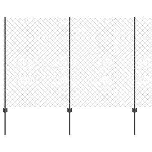 vidaXL Recinzione a maglie con palo 25 x 1,5 m Acciaio zincato Grigio